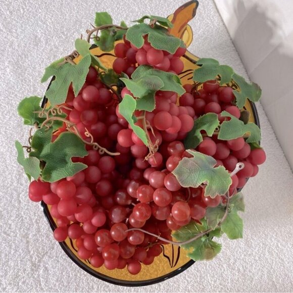 Vintage Rubber/Vinyl Decorative Red Grape Clusters x7 - Picture 1 of 10